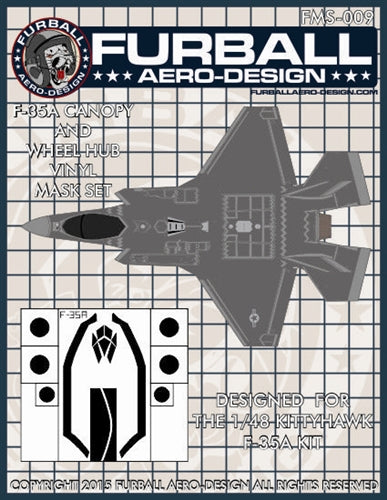 FURBALL FMS-009 1/48 F-35A Lightning II Canopy & Wheel Hub Vinyl Mask Set（For Kitty Hawk）