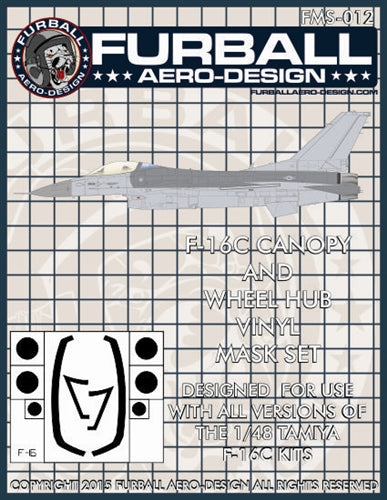 FURBALL FMS-012 1/48 F-16C Fighting Falcon Canopy & Wheel Hub Vinyl Mask Set（For Tamiya）