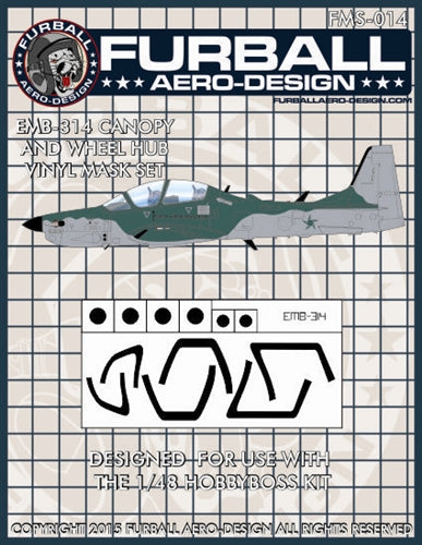 FURBALL FMS-014 1/48 EMB-314 Super Tuccano Canopy & Wheel Hub Vinyl Mask Set（For Hobby Boss）