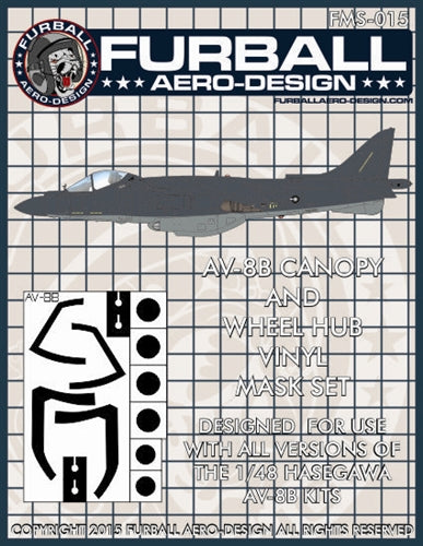FURBALL FMS-015 1/48 AV-8B Harrier Canopy & Wheel Hub Vinyl Mask Set（For Hasegawa）