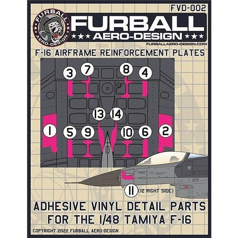 FURBALL 1/48 FVD48-002 F-16 Vinyl Structural Reinforcement Plates (For Tamiya)