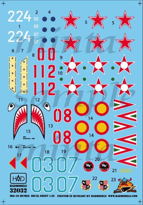 HAD Models 32032 1/32 MiG-23 MF / MLD decal sheet