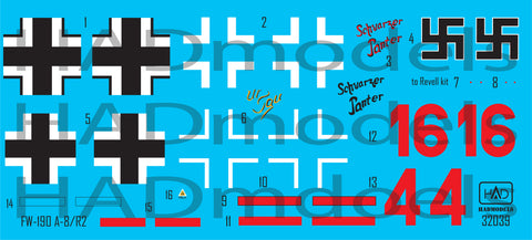 HAD Models 32039 1/32 Fw 190 A-8/R2decal sheet