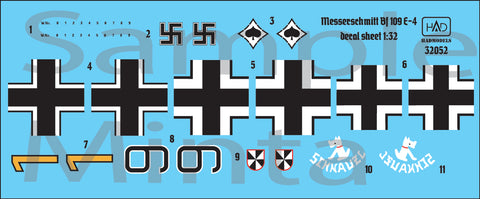 HAD Models 32052 1/32 Messerschmitt Bf 109 E-4 decal sheet