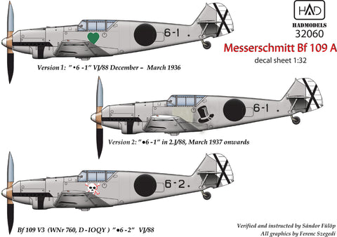 HAD Models 32060 1/32 Messerschmitt Bf 109 A decal sheet