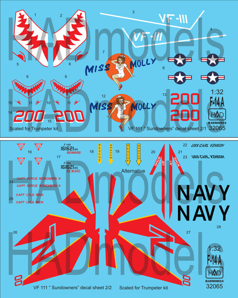 HAD Models 32065 1/32 F-14A ”Miss Molly” double decal sheet