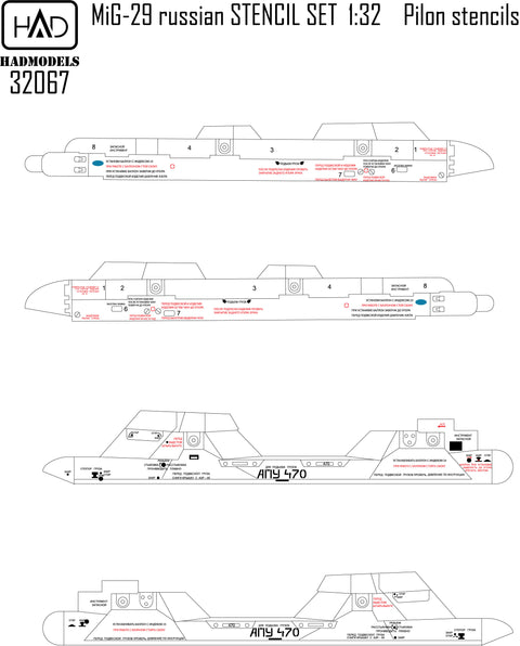 HAD Models 32067 1/32 MiG-29 Russian stencil double decal sheet