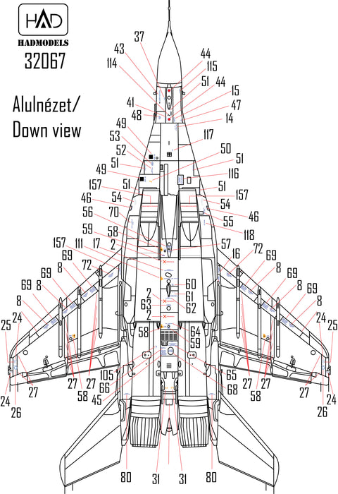 HAD Models 32067 1/32 MiG-29 Russian stencil double decal sheet
