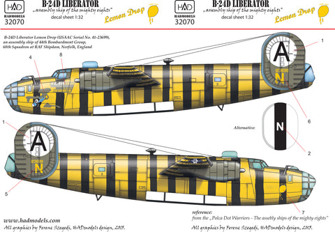 HAD Models 32070 1/32 B-24D ”Lemon Drop” Assembly ship decal sheet