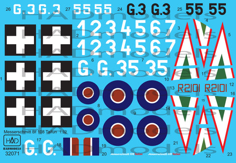 HAD Models 32071 1/32 Messerschmitt 108 Taifun decal sheet