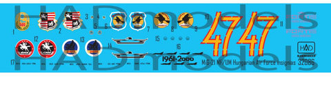 HAD Models 32086 1/32 MiG-21 MF/UM Hungarian Air Force insignias decal sheet
