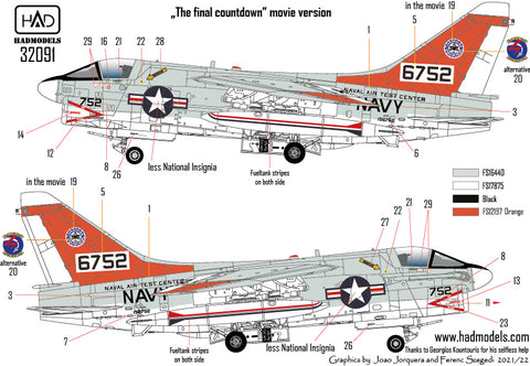 HAD Models 32091 1/32 A-7E US NAVAL Air Test Center ” The final Copuntdown” decal sheet