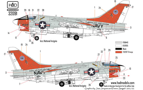 HAD Models 32091 1/32 A-7E US NAVAL Air Test Center ” The final Copuntdown” decal sheet