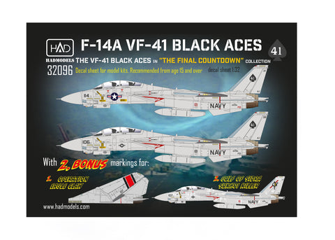 HAD Models 32096 1/32 F-14A Black Aces ” The Final Countdown” decal sheet