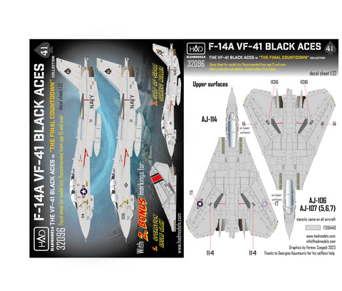 HAD Models 32096 1/32 F-14A Black Aces ” The Final Countdown” decal sheet