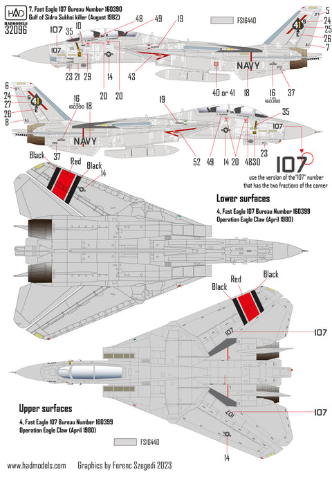 HAD Models 32096 1/32 F-14A Black Aces ” The Final Countdown” decal sheet