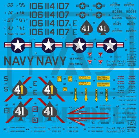 HAD Models 32096 1/32 F-14A Black Aces ” The Final Countdown” decal sheet