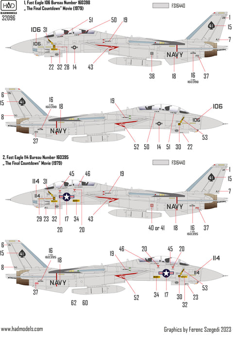 HAD Models 32096 1/32 F-14A Black Aces ” The Final Countdown” decal sheet