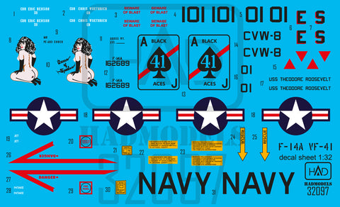HAD Models 32097 1/32 F-14A Desert Storm ”Queen of Spades” decal sheet