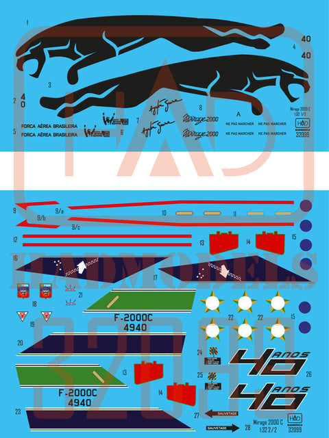 HAD Models 32099 1/32 Mirage 2000C ”40th anniversary of 1st Air Defence Group” decal sheet