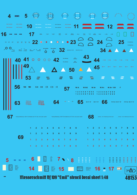 HAD Models 48153 1/48 Bf 109 E Full stencil matrica