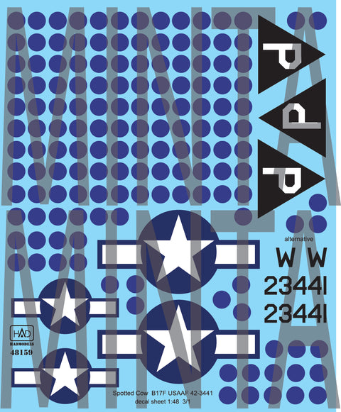 HAD Models 48159 1/48 B-17F spotted Cow USAAF decal sheet