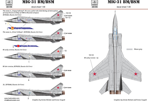 HAD Models 48166 1/48 MiG-31 decal sheet