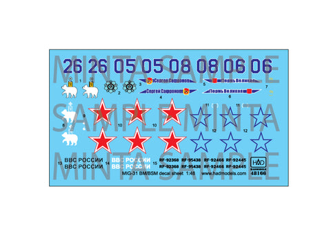 HAD Models 48166 1/48 MiG-31 decal sheet