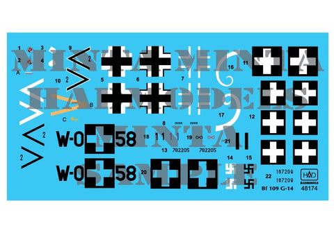 HAD Models 48174 1/48 Messerschmitt Bf 109 G-14decal sheet