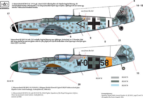 HAD Models 48174 1/48 Messerschmitt Bf 109 G-14decal sheet
