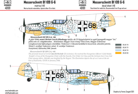 HAD Models 48181 1/48 Messerschmitt Bf 109 G-6 ”Erzsike” 66 decal sheet