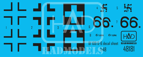 HAD Models 48181 1/48 Messerschmitt Bf 109 G-6 ”Erzsike” 66 decal sheet
