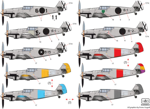 HAD Models 48184 1/48 Messerschmitt Bf 109 A ( V3 6.1, .6-1, .6-2, .6,-15) decal sheet