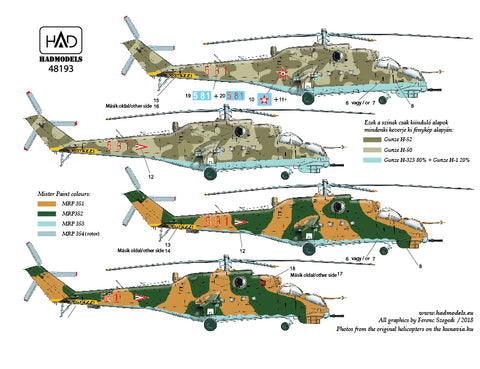 HAD Models 48193 1/48 Mi-24D / V / P in Hungarian Servis decal sheet