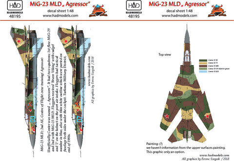HAD Models 48195 1/48 MiG-23 MLD Agressors ( 07; 03) TOP GUN decal sheet
