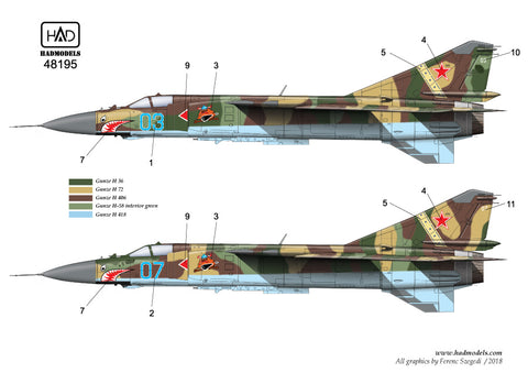 HAD Models 48195 1/48 MiG-23 MLD Agressors ( 07; 03) TOP GUN decal sheet