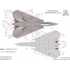 HAD Models 48197/2023 1/48 F-14A VF-84 Jolly Rogers 1986 low visibility decal sheet with stencils  REPRINT
