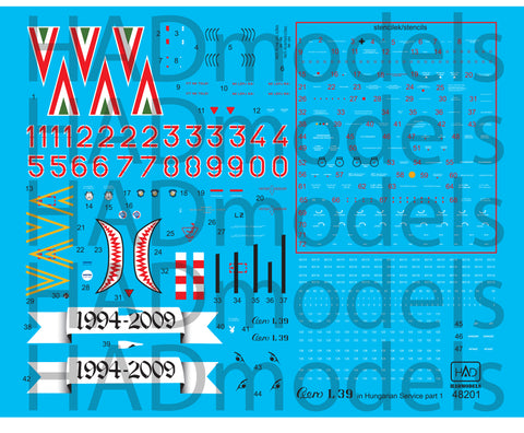 HAD Models 48201 1/48 Aero L-39 ZO in Hungarain service part 1 decal sheet