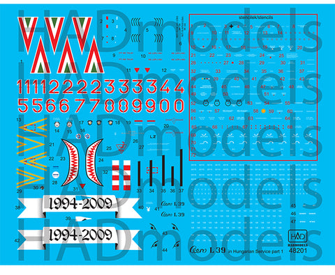 HAD Models 48201 1/48 Aero L-39 ZO in Hungarain service part 1 decal sheet