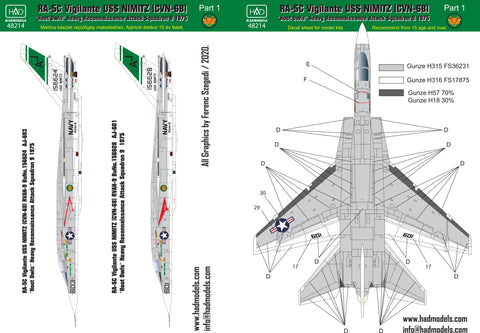 HAD Models 48214 1/48 RA-5C Vigilante / USS Nimitz decal sheet