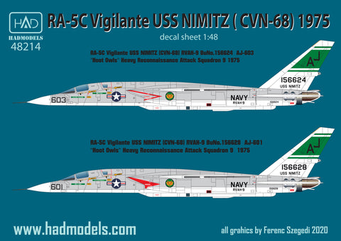 HAD Models 48214 1/48 RA-5C Vigilante / USS Nimitz decal sheet
