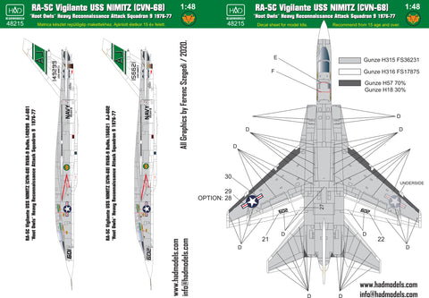 HAD Models 48215 1/48 RA-5C Vigilante / USS Nimitz decal sheet