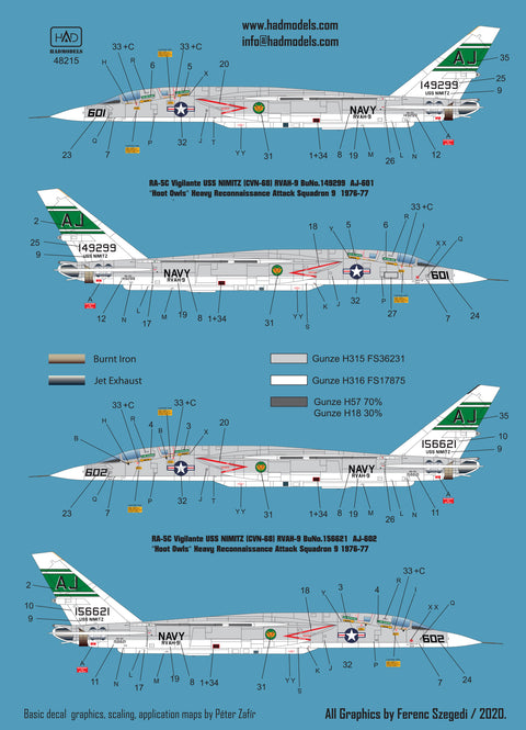 HAD Models 48215 1/48 RA-5C Vigilante / USS Nimitz decal sheet