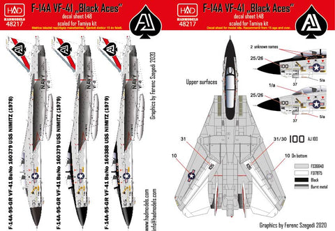 HAD Models 48217 1/48 F-14A Black Aces/ USS Nimitz decal sheet