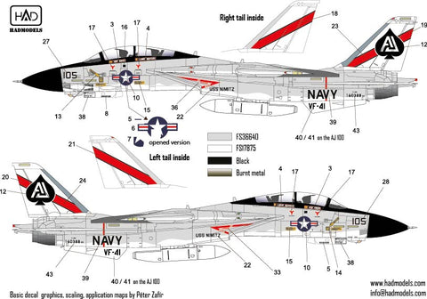 HAD Models 48217 1/48 F-14A Black Aces/ USS Nimitz decal sheet