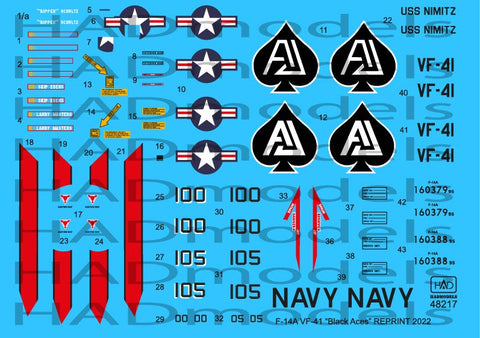 HAD Models 48217 1/48 F-14A Black Aces/ USS Nimitz decal sheet