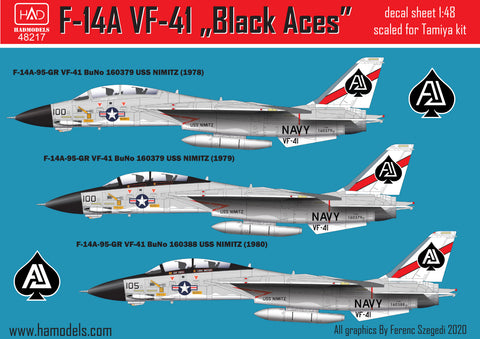 HAD Models 48217 1/48 F-14A Black Aces/ USS Nimitz decal sheet