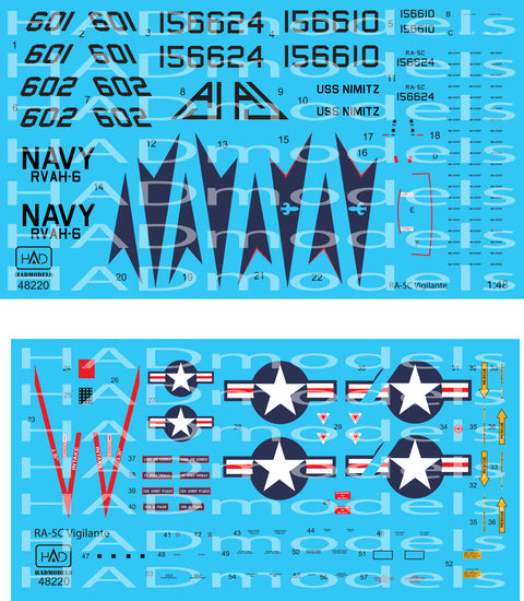 HAD Models 48220 1/48 RA-5C Vigilante USS NIMITZ decal sheet