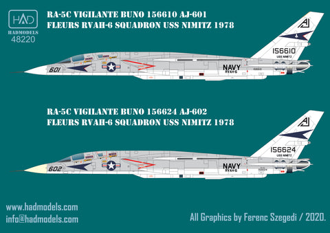 HAD Models 48220 1/48 RA-5C Vigilante USS NIMITZ decal sheet