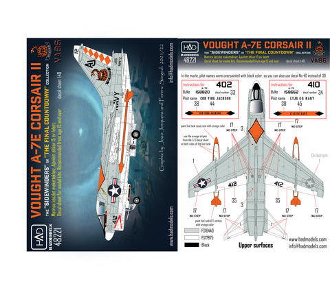 HAD Models 48221 1/48 A-7E Corsair VA-86 ”Sidewinders” in ”The final countdown” decal sheet collection